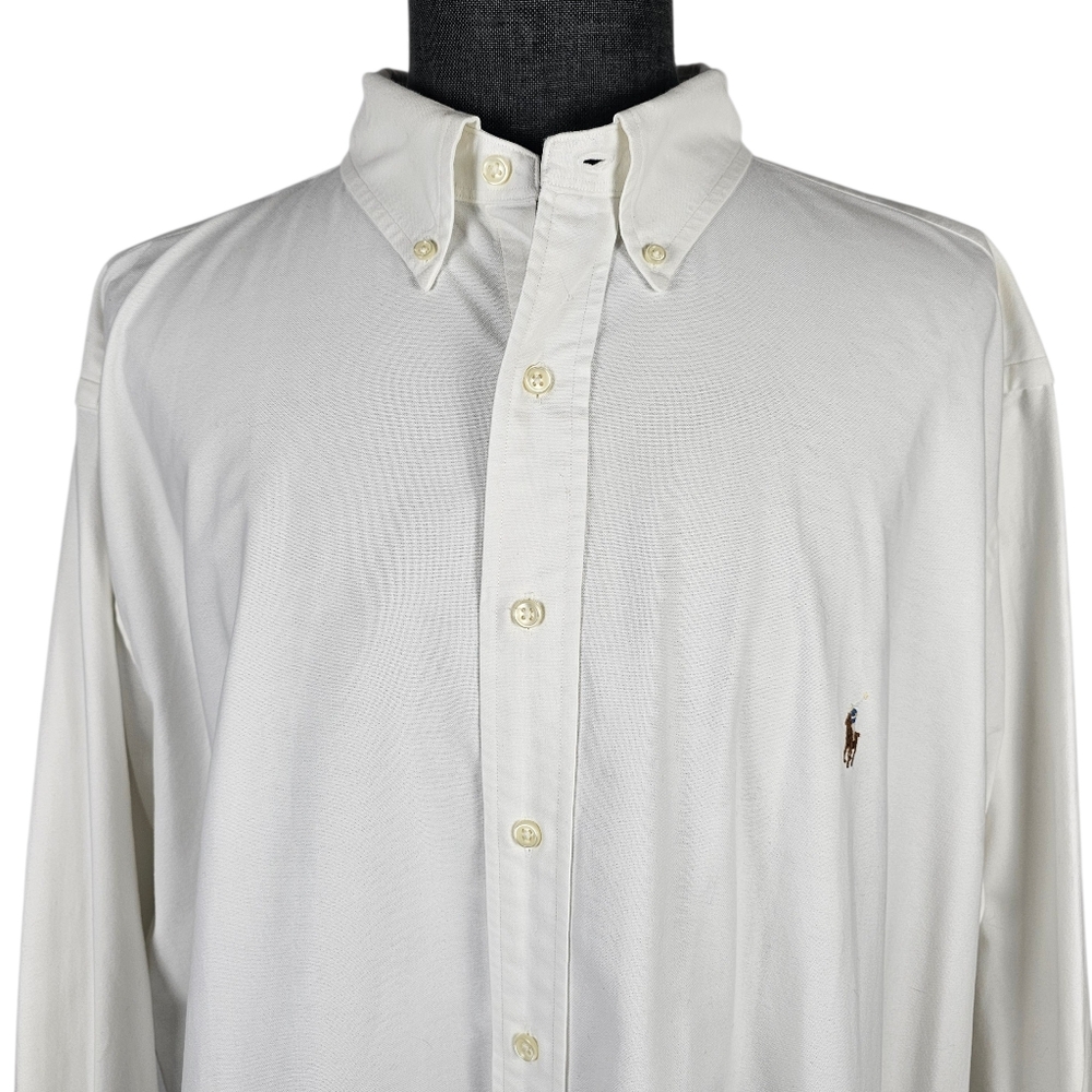 Polo Ralph Lauren White Men's Long Sleeve Button Down Collar Pony Size 3XB